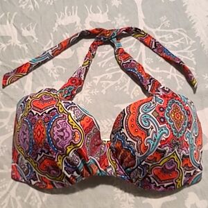 Victoria Secret paisley multi-color swim top 32DD
